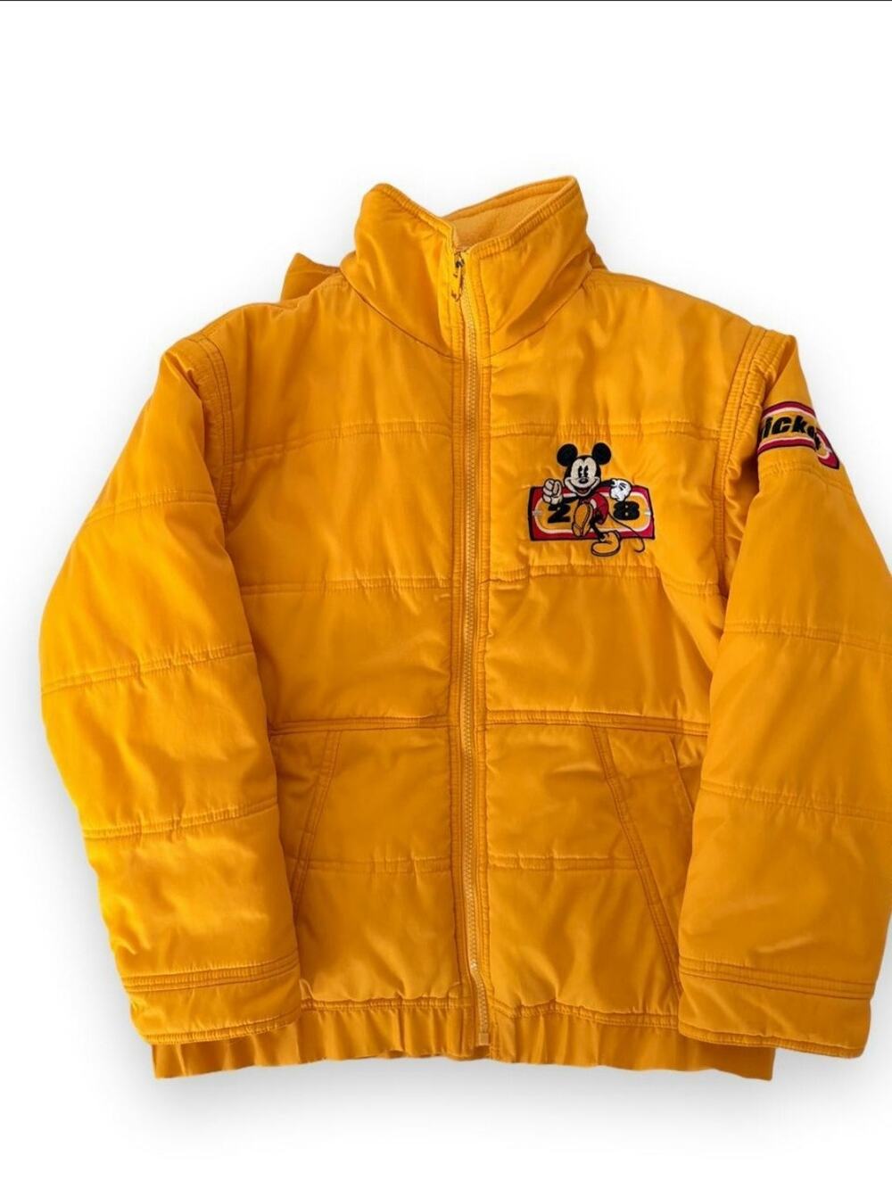Vintage 90s Mickey Mouse Yellow Puffer Jacket